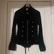 Spin Doctor Lace Buttons Black Jacket Steampunk Black Parade Goth Punk Sz S picture