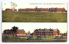 Postcard Barracks Fort Des Moines Iowa Landscape View Cannons picture