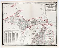 1905 Map UPPER PENINSULA MICHIGAN Lake Superior Mackinac Isle Royale Green Bay picture