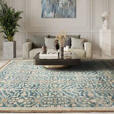LoomBloom Multi Size Hand Knotted 100% Wool Transitional Oushak Area Rug Aqua picture