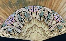 Fine Antique 19th Museum Quality French Hand Fan Carved Sticks with Flowers picture