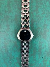 WOMAN MOVADO ESTIMO STAINLESS STEEL BLACK DIAL WATCH 5629658 VINTAGE picture