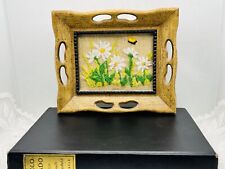 Vintage 70's Handmade Bee Daisy’s Framed Crewel Embroidery Yarn Wall Art picture