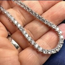 Solid 925 Sterling Silver 3mm-4mm 16”/18”/20” Iced CZ  Hip Hop Tennis Necklace picture