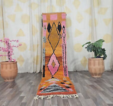 Moroccan Vintage Abstract Orange Rug Handmade Wool Cotton Tribal Boho Runner picture