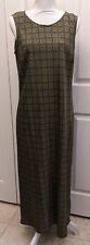 Woman's Vintage 80's 90's Long Dress Sz 12 Sleeveless Olive Green Lightweight  picture