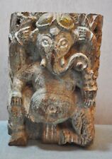 Original Old Antique Big Wooden Fine Hand Carved God Ganesha Idol Figurine picture