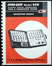 B&K DYNA-QUIK 650 Tube and Transistor Tester Manual with Tube Data  picture