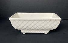 Vtg Hull Pottery Planter USA 404 White Ivory Diamond Crosshatch Footed MCM picture