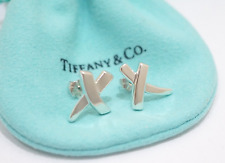 Tiffany & Co. Sterling Silver Paloma Picasso Love X Kiss Stud Earrings W/ Box picture
