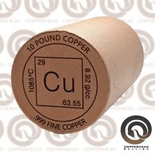 10 Pound lb (160 oz) Fine Copper Cylinder Element .999 Bullion Bar Ingot Rod picture
