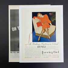 Vintage 1935 1960 Hosiery Print Ad Lot of 2 Humming Bird, Supp-Hose picture