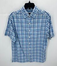 Daniel Cremieux Shirt Mens Medium Blue Plaid Short Sleeve Button Up picture
