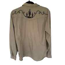Vintage Roper women’s tan embroidered Denver Western pearl snap cowgirl shirt XL picture