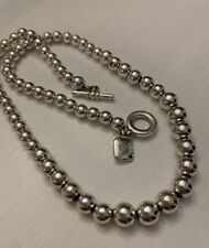 RARE Vintage RALPH LAUREN Heavy Silver Bead Ball RLL NECKLACE~Signed RLL. picture