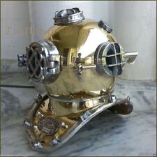 Antique Brass Scuba Deep Sea Diving Divers Helmet Mark V U.S Navy Vintage 18