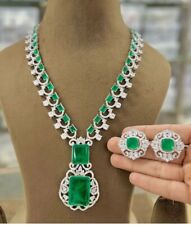 Indian Bollywood Silver Plated Ethnic AD CZ Jewelry Earrings Necklace Bridal Set picture