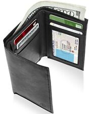 Genuine Leather Slim Trifold Wallet For Men With ID Window RFID Blocking picture