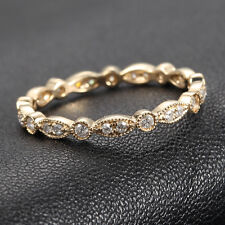 Art Deco Antique Style .32ct Diamond Milgrain 14K Yellow Gold Wedding Band Ring picture