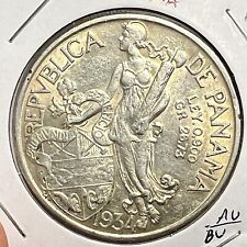 1934 PANAMA SILVER ONE BALBOA NEAR UNCIRCULATED CROWN picture