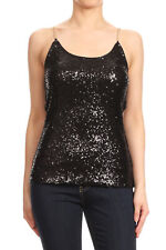  Spaghetti Strap Sequin Metal Chain Shiny Party Club Camisole Tank Top picture
