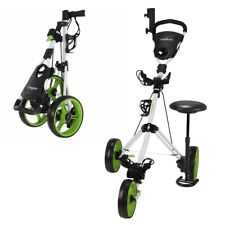 Caddymatic Golf X-TREME 3 Wheel Push/Pull Golf Cart with Seat White/Green picture