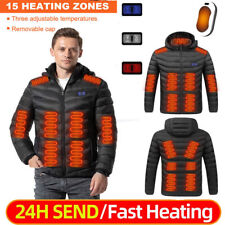 Mens Electric Heated Hoodie Coat USB Warm Up Jacket Winter Body Warmer Windproof picture