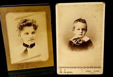 Antique 1886 Photos (2) Young Mother and Her Five Year Old Son Taken In Paris TX picture