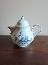VTG Silver Dawn By Kaiser Teapot w/Lid Rose Floral Black Blue West Germany picture