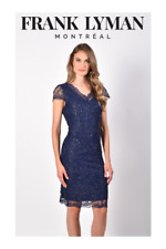 Frank Lyman Style 218324 UK Size 10 Navy Lace Dress Original Price £256.00 picture