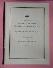 HRH Princess Alexandra of Kent Hon. Angus Ogilvy Wedding Order of Service 1963 picture