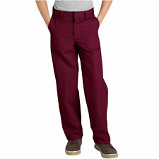 New Dickies Boys Flat-Front Burgundy Pants Size 10 Regular picture