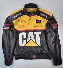 Vintage JH Designs Ward Burton Caterpillar Racing Leather Jacket Size - Large picture