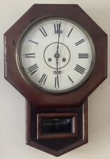 Antique Junghans German Art Deco Schoolhouse Gong Chime 8 Day Wall Clock w/ Key picture