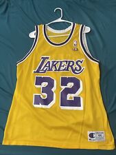 Vintage Champion Los Angeles Lakers NBA Magic Johnson #32 Jersey Gold Size 44 picture
