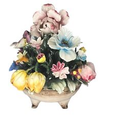 Vintage Mollica Capodimonte Handmade Porcelain Basket of Flowers picture
