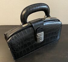 BOSCA Small Black Doctor Bag/handbag Leather Crocodile Style Made In Italy picture