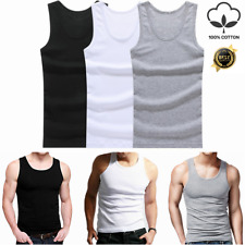 3-12 Pack Men 100% Cotton Tagless Ribbed Tank Top A-Shirt Wife Beater Undershirt picture