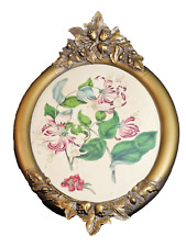 Beautiful floral hand colored and drawn  10 x14 Excellent 3D embossed frame as f picture