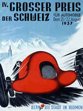 VINTAGE 1937 SWITZERLAND GRAND PRIX AUTO RACING POSTER PRINT 48x36 9MIL PAPER picture