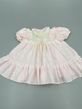 Vintage Alexis Baby Dress Girls Size 6 Mo Pink Short Sleeve Lace Trim USA READ picture