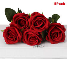 10Pcs Red Silk Roses Artificial Flowers Realistic Bouquet Valentine Home Decor picture