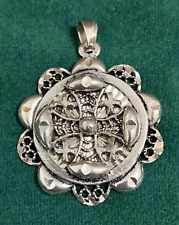 Antique Holy Land Sterling Silver 925 Jerusalem Crusaders Cross Filigree Pendant picture