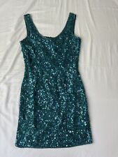 Vintage LAURENCE KAZAR Sequin Beaded Green Silk Mini Dress Size S picture