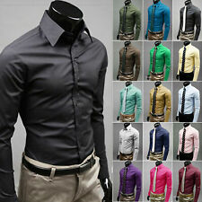 Men's Slim Fit Button Shirts Long Sleeve Casual Business Formal Dress Shirt Tops picture