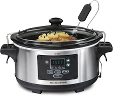 Hamilton Beach Portable 6 Quart Set & Forget Slow Cooker Stainless Steel picture