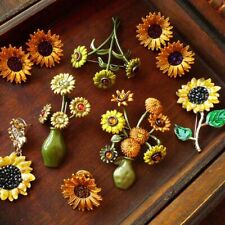Vintage Sunflower Enamel Brooch Antique Flower Pins Brooches Woman Party Jewelry picture