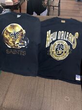 VTG  90s NEW ORLEANS SAINTS  T-Shirts Lot 2 NFL Nutmeg  Rare Black USA Sz XL picture