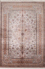 Silk Living Room Turkish Floral Ivory 7x10 ft Area Rug Soft Pile Carpet picture