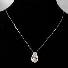 2Ct Pear Cut Lab Created Diamond Solitaire Pendant 14K White Gold Plated Silver picture